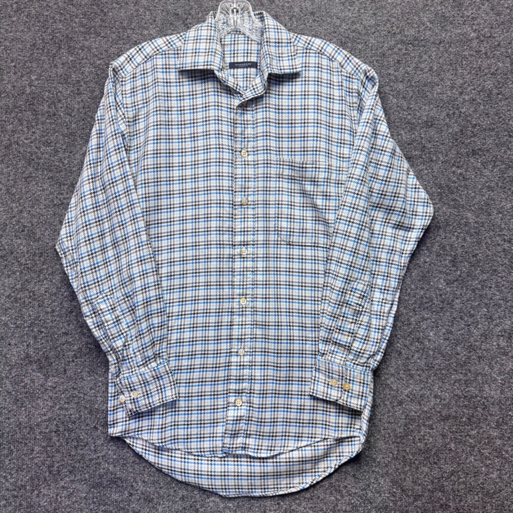 Burberry London Button Down Shirt Mens XS Blue Plaid Cotton Luxury Preppy USA